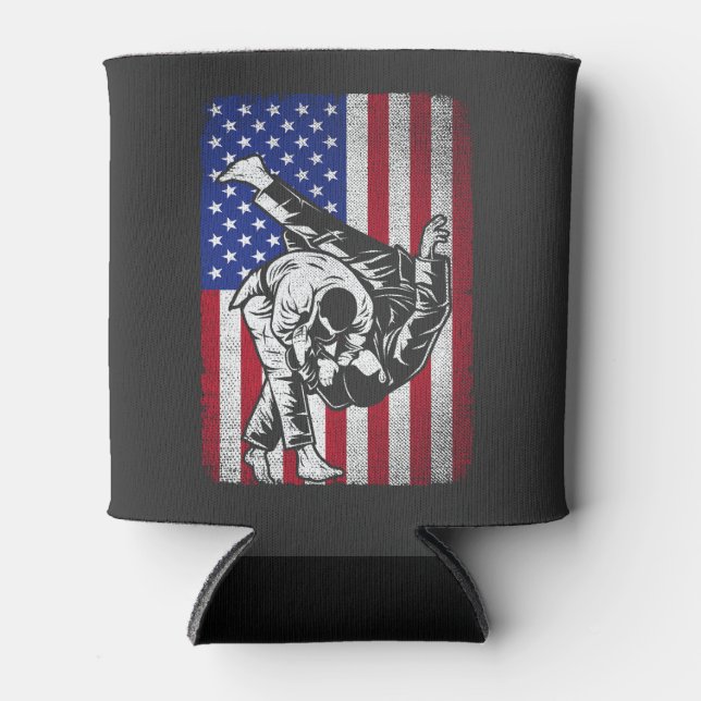 Rafraîchisseur Pour Canette Judo Martial Arts Usa American Flag Judoist Hommes (Devant)