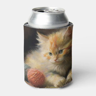 Rafraîchisseur Pour Canette Knit Se Produit Orange Kitten Jouant Avec Du Fil