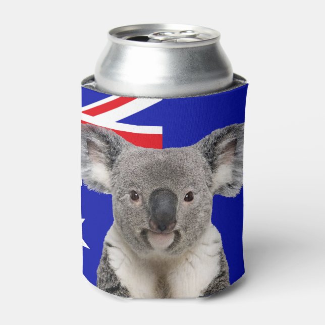 Rafraîchisseur Pour Canette Koala avec fond de drapeau australien   (Can devant)