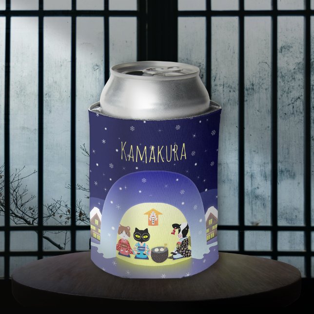 Rafraîchisseur Pour Canette La célébration enneigée d'Edo-Neko (Edo-Neko's Snowy Celebration Can Cooler)