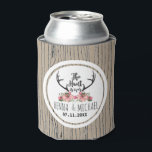 Rafraîchisseur Pour Canette La chasse est au-dessus de Rustic Antler Floral Ba<br><div class="desc">"La Chasse est terminée" Rustique Floral Barnwood Personnalisé Mariage Favors Can Coolers. Personnalisez-le avec les noms de mariée et mariée et la date du mariage ou cliquez sur le bouton "Customiser" pour accéder à l'outil de conception où vous pouvez ajouter du texte, modifier la police, la taille du texte, la...</div>