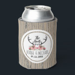 Rafraîchisseur Pour Canette La chasse est au-dessus de Rustic Antler Floral Ba<br><div class="desc">"La Chasse est terminée" Rustique Floral Barnwood Personnalisé Mariage Favors Can Coolers. Personnalisez-le avec les noms de mariée et mariée et la date du mariage ou cliquez sur le bouton "Customiser" pour accéder à l'outil de conception où vous pouvez ajouter du texte, modifier la police, la taille du texte, la...</div>