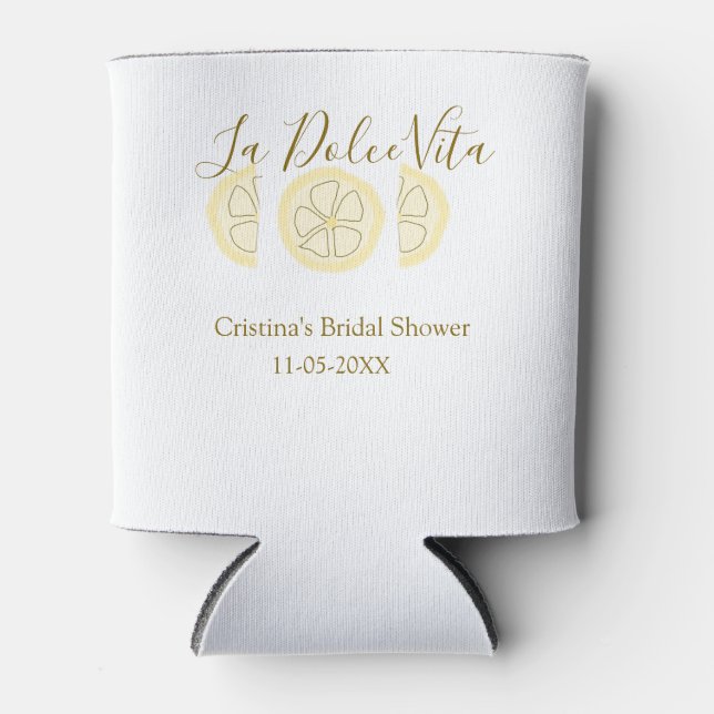 Rafraîchisseur Pour Canette La Dolce Vita jaune citron shower de mariage paste (Devant)