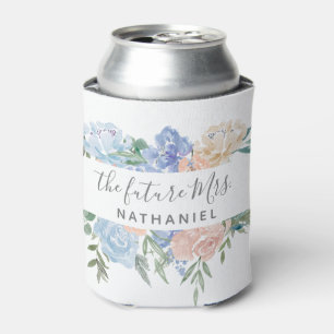 Rafraîchisseur Pour Canette La future Mme Dusty Blue et floral rose