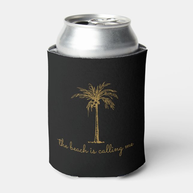 Rafraîchisseur Pour Canette La plage m'appelle Palmier à coco doré (Can devant)