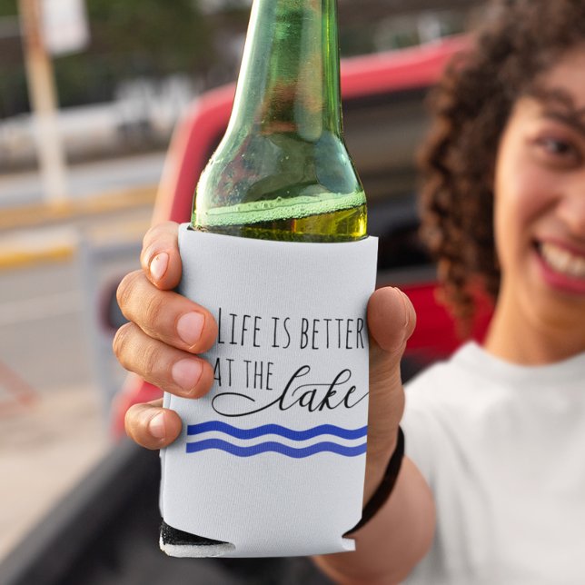 Rafraîchisseur Pour Canette La vie est meilleure au lac des vagues de navigati (Créateur téléchargé)