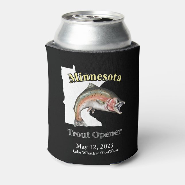 Rafraîchisseur Pour Canette Lac personnalisé/Date Minnesota Trout Opener Dark (Can Dos)