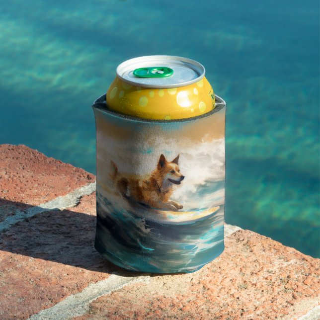 Rafraîchisseur Pour Canette Lapphund Plage Finlandaise Plage Surf Peinture (Piscine in situ)