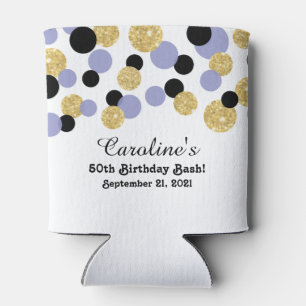 Rafraîchisseur Pour Canette Lavande, Confettis Pailletés Noir et Or   50ème