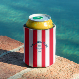 Rafraîchisseur Pour Canette Le club de natation Crest Red Cabana Stripe