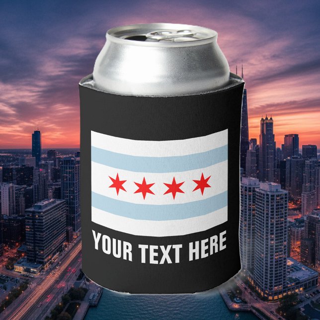Rafraîchisseur Pour Canette Le drapeau de Chicago peut refroidir | Porte-bière (Chicago city flag can cooler)
