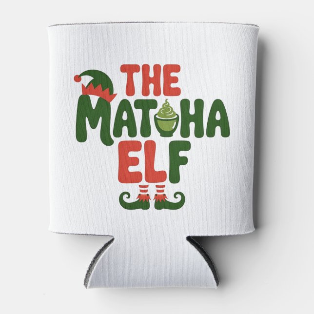 Rafraîchisseur Pour Canette L'Elfe Matcha Boisson de Noël Matcha Drôle (Devant)