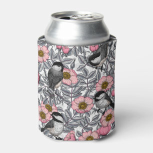 Rafraîchisseur Pour Canette Les poulets dans la nature rose, rose et gris