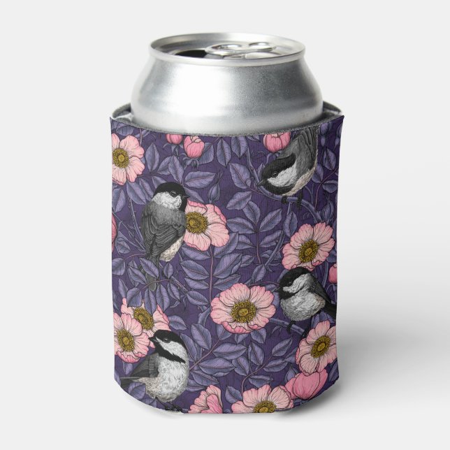 Rafraîchisseur Pour Canette Les poulets dans le rose sauvage en rose et violet (Can devant)