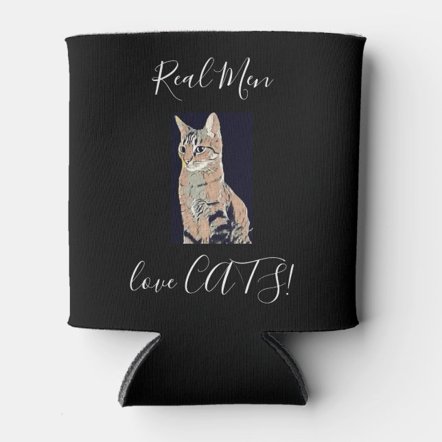 Rafraîchisseur Pour Canette Les vrais hommes aiment les chats (Devant)