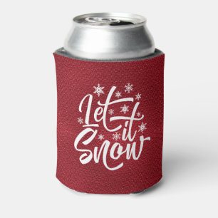 Rafraîchisseur Pour Canette Let It Snow Christmas Typographie Rouge/Blanc ID95