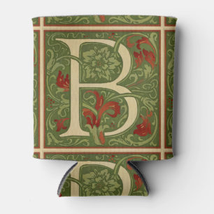 Rafraîchisseur Pour Canette Lettre B à monogramme de William Morris Floral Rou