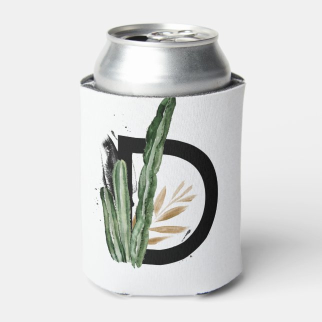 Rafraîchisseur Pour Canette LETTRE D MONOGRAPHIQUE D OR Faux Feuille tropicaux (Can devant)