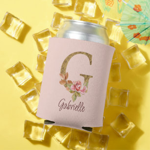 Rafraîchisseur Pour Canette Lettre de nom personnalisée G Roses roses blush en