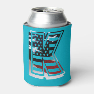 Rafraîchisseur Pour Canette Lettre K Monogramme Initial Patriotique USA Drapea