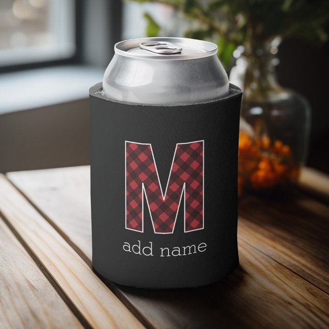 Rafraîchisseur Pour Canette Lettre monographique M - Buffalo noir et rouge pla (Celebrate with a personalized can cooler - add your name or monogram. Great party favor or gift)