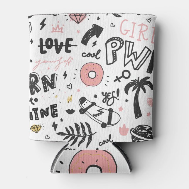 Rafraîchisseur Pour Canette Lèvres glamour : mode motif sans couture. (Devant)