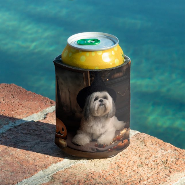 Rafraîchisseur Pour Canette Lhasa Apso Citrouilles Halloween Épouvantable (Piscine in situ)