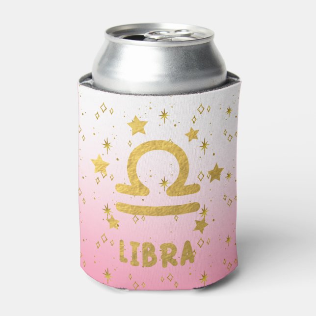Rafraîchisseur Pour Canette Libra Zodiac Pink et Gold Can Cooler (Can devant)