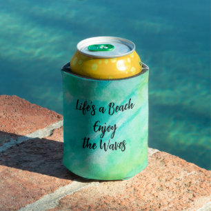Rafraîchisseur Pour Canette Life's a Beach Profitez de la citation texture ble