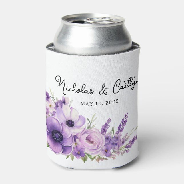 Rafraîchisseur Pour Canette Lilac Aquarelle Floral Mariage Fête des mariées Ca (Can devant)