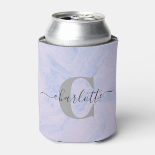 Rafraîchisseur Pour Canette Lilac Lavender Marbre Élégant Monogramme Nom Perso