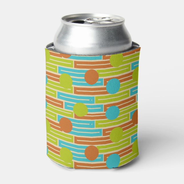Rafraîchisseur Pour Canette Lime Green, Cinnamon Brown, Rectangles Turquoise (Can devant)