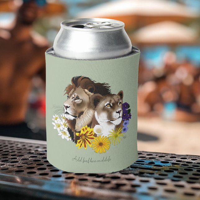 Rafraîchisseur Pour Canette Lion Lionne Floral Vert  (Créateur téléchargé)