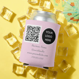 Rafraîchisseur Pour Canette Logo d'entreprise rose de QR Code des médias socia