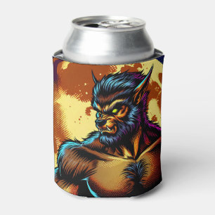 Rafraîchisseur Pour Canette Loup-garou de style bande dessinée devant la plein