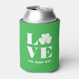 Rafraîchisseur Pour Canette Love Shamrock Clover Irish Green White Texte perso