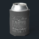 Rafraîchisseur Pour Canette Love Story Chalkboard Vintage Wedding<br><div class="desc">Cette boisson de mariage personnalisée vintage contient l'expression "Chaque histoire d'amour est belle,  mais la nôtre est mon préféré" sur un tableau noir look arrière - plan. Customisez avec vos initiales,  vos noms et votre date de mariage.</div>