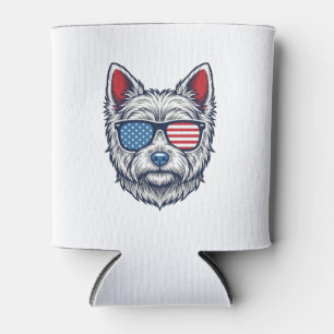 Rafraîchisseur Pour Canette Lunettes de soleil pour chien Westie patriotiques 