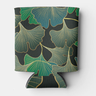 Rafraîchisseur Pour Canette Luxueux or Ginkgo, art vintage.