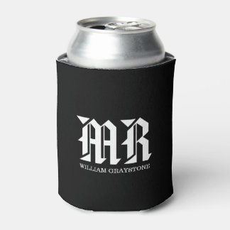 Rafraîchisseur Pour Canette M. Noir et blanc Nom Monogramme Initiales