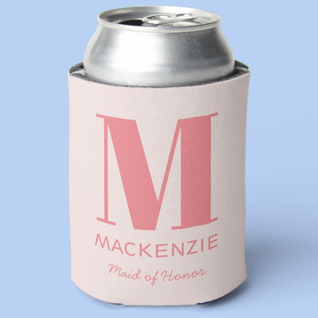 Rafraîchisseur Pour Canette Maid of Honor Pink Monogramme Nom (Personalize Maid of Honor can cooler)