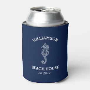 Rafraîchisseur Pour Canette Maison de plage Navy Family Name Hippocampe