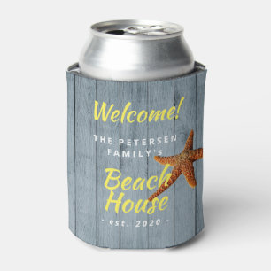 Rafraîchisseur Pour Canette Maison de plage nom de famille personnalisable fê