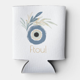 Rafraîchisseur Pour Canette Mal oeil bleu abstrait avec feuilles