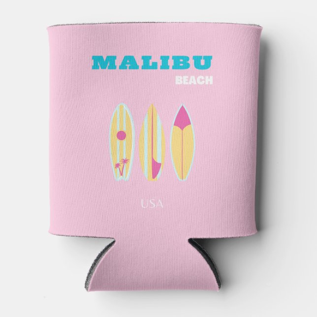 Rafraîchisseur Pour Canette Malibu, Plage de Malibu, Preppy, Preppy Girl, Rose (Devant)