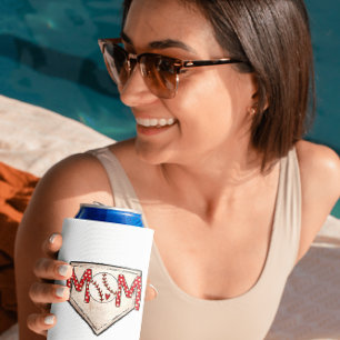 Rafraîchisseur Pour Canette Maman de baseball cœur pois rouge
