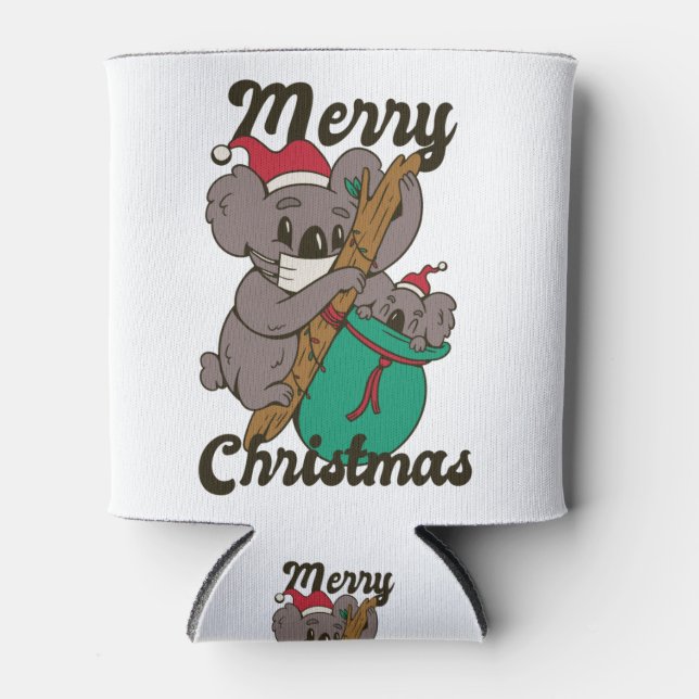 Rafraîchisseur Pour Canette Maman Koala de Noël (Devant)