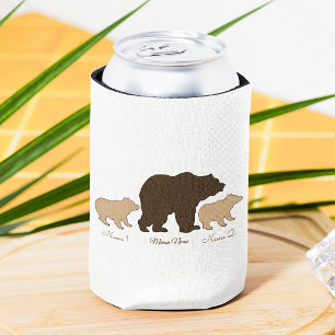 Rafraîchisseur Pour Canette Maman Ours Personnalisée Avec 2 Noms d'Enfants Cad