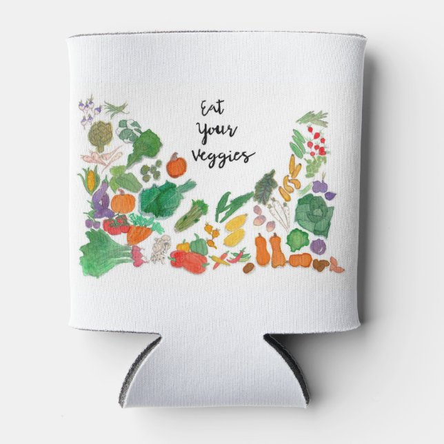 Rafraîchisseur Pour Canette Mangez vos Légumes (illustration végétale vegan) (Devant)