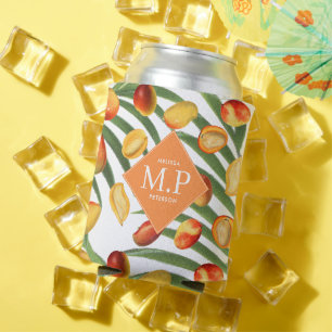 Rafraîchisseur Pour Canette Mango vintage et verdure Monogramme de fruits d'ét